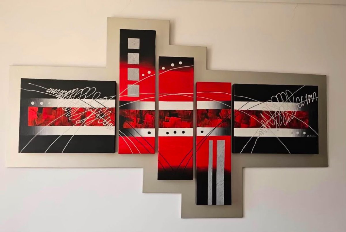 Cuadro decorativo Rojo pintdo a mano